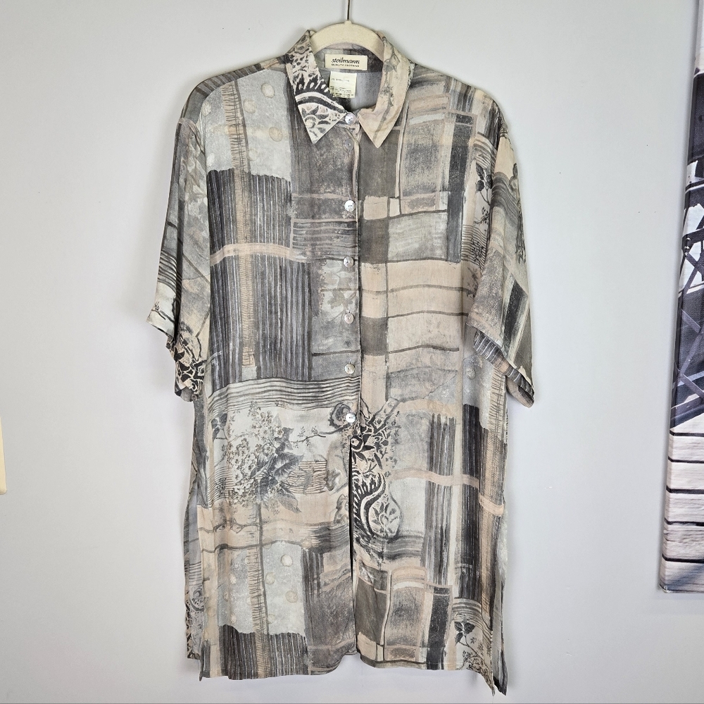 Steilmann Women's Button-down Shirt Tunic Length US 10 Made in Germany EU 40